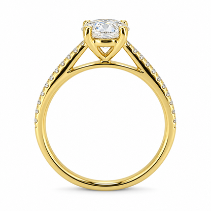 Laboratory Grown Diamond Engagement Ring with Diamond Set Shoulders in 18ct Yellow Gold, 1.15ct