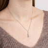 Cubic zirconia drop pendant and chain in silver