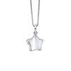 Diamond set star locket and chain in silver.