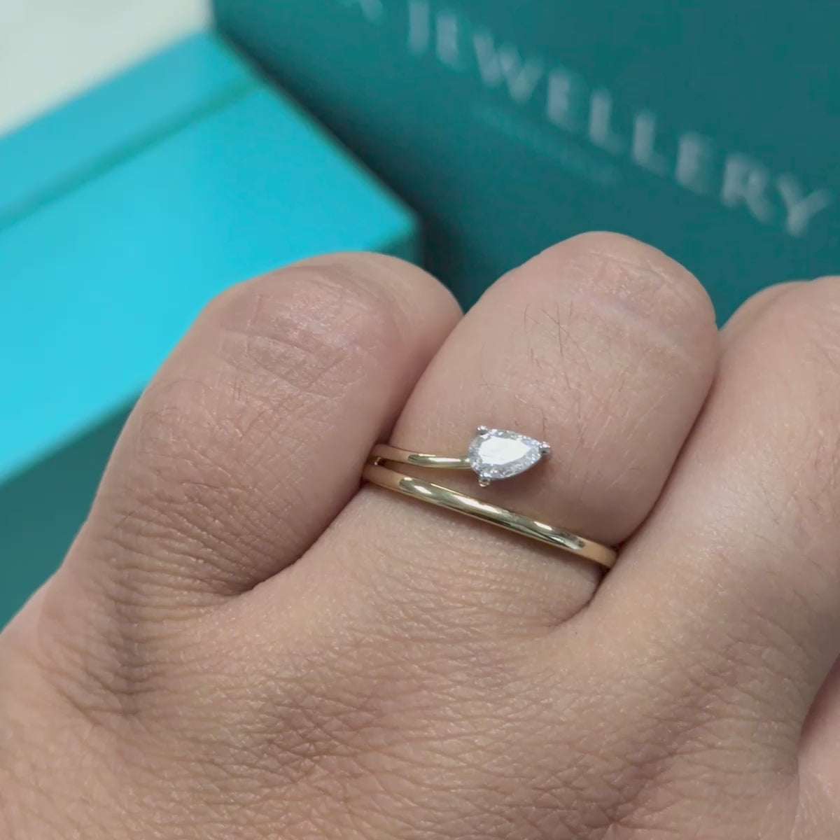 Laboratory Grown Pear Shaped Diamond Solitaire Twist Ring in 9ct Yellow Gold, 0.20ct