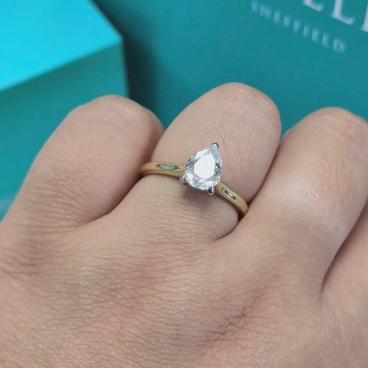Laboratory Grown Pear Cut Diamond Solitaire Ring in 18ct Yellow Gold, 1.04ct