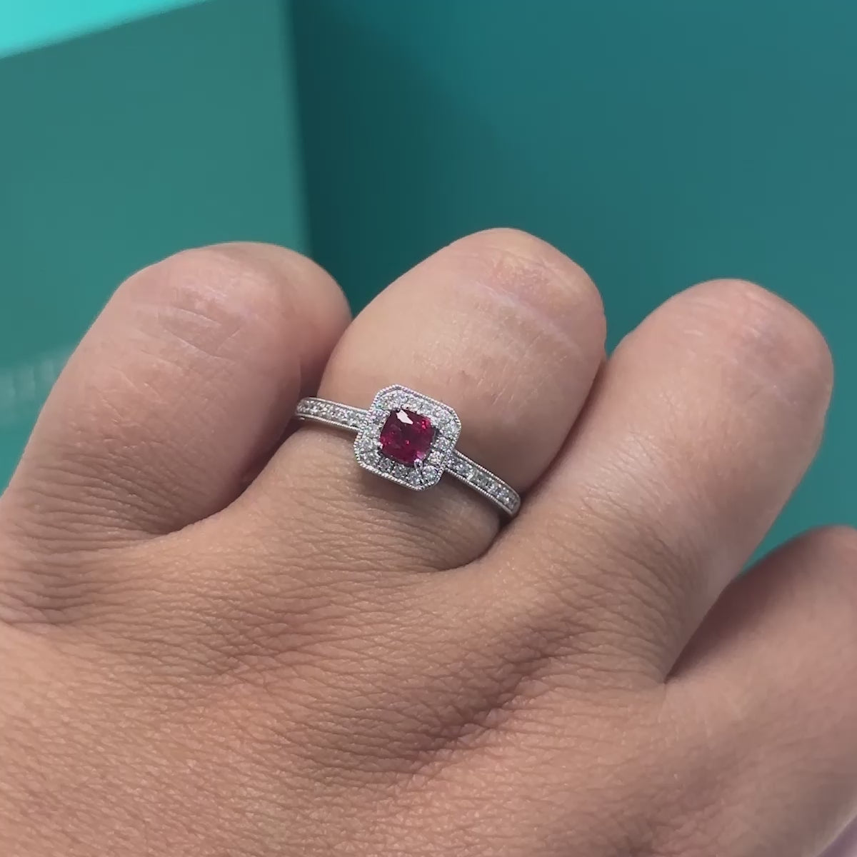 Ruby &amp; Diamond Ring in 18ct White Gold