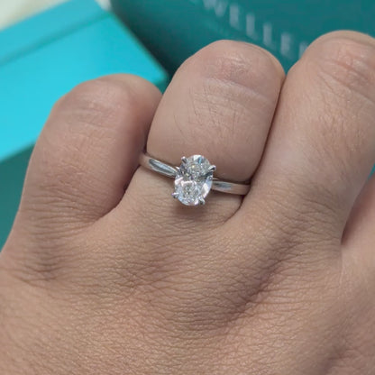 Laboratory Grown Oval Diamond Solitaire Engagement Ring in Platinum, 1.02ct
