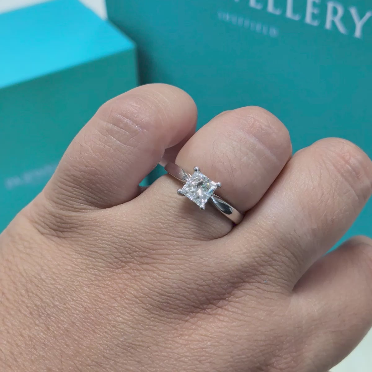 Princess Cut Diamond Solitaire Engagement Ring in Platinum, 1.00ct