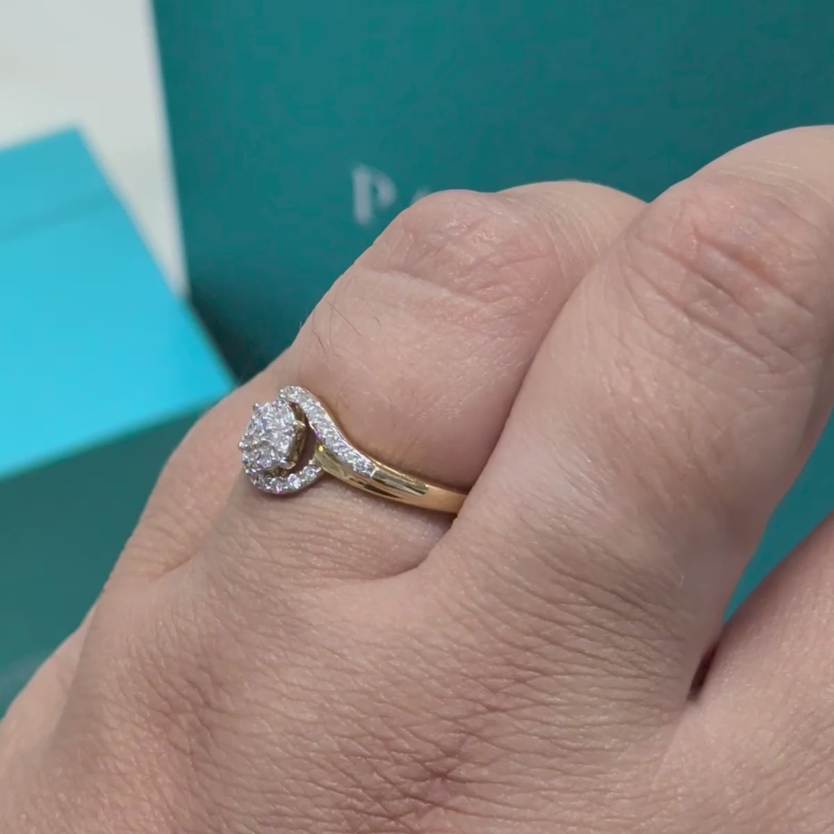 Diamond Cluster Engagement Ring in 18ct Yellow Gold, 0.23ct