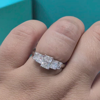 Radiant Cut Diamond Five Stone Engagement Ring in Platinum, 1.61ct