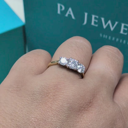 Laboratory Grown Diamond Three Stone Ring in 18ct Yellow Gold, 1.35ct