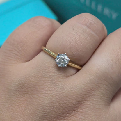 Laboratory Grown Brilliant Cut Diamond Solitaire Engagement Ring in 18ct Yellow Gold &amp; Platinum, 0.52ct