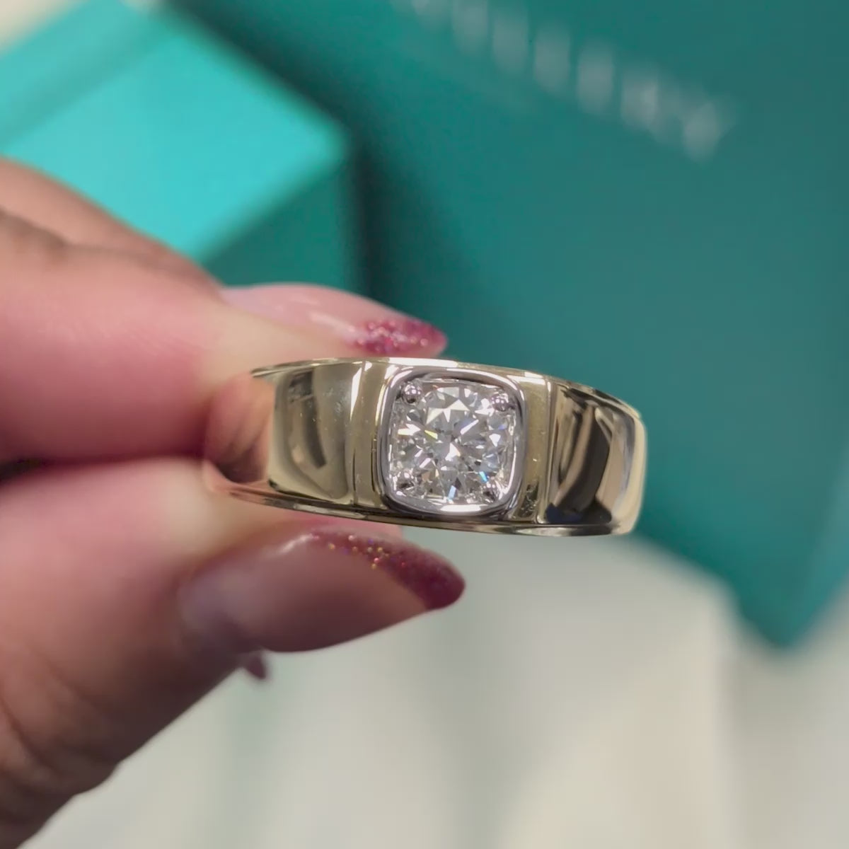 Laboratory Grown Diamond 9ct Yellow Gold Signet Ring, 0.50ct
