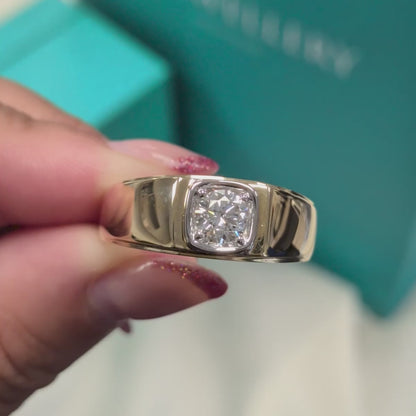 Laboratory Grown Diamond 9ct Yellow Gold Signet Ring, 0.50ct