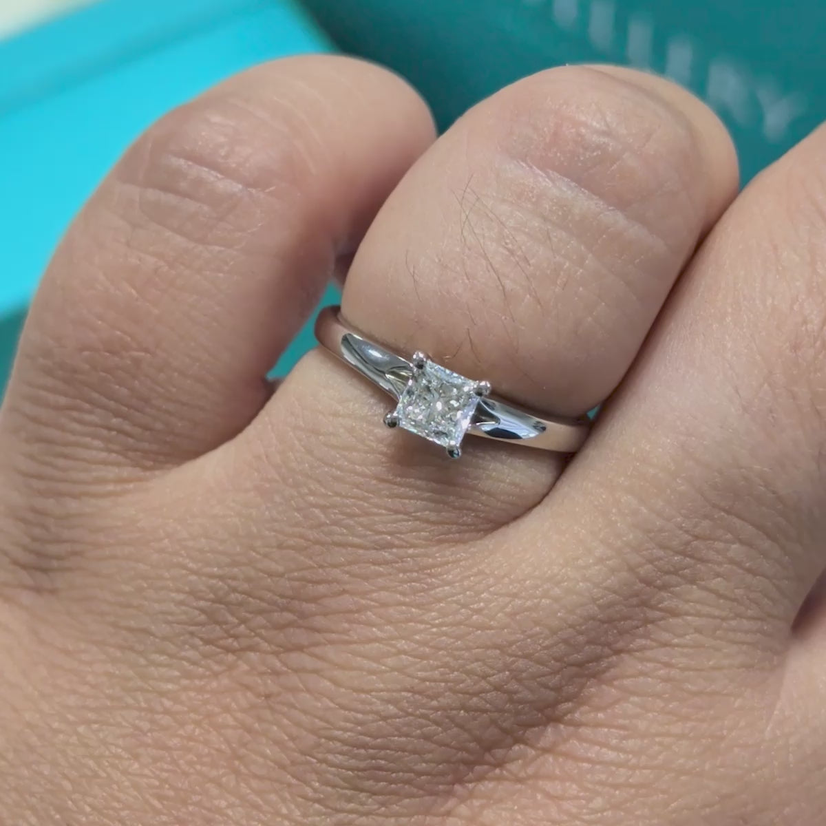 Laboratory Grown Princess Cut Diamond Solitaire Engagement Ring in Platinum, 0.51ct