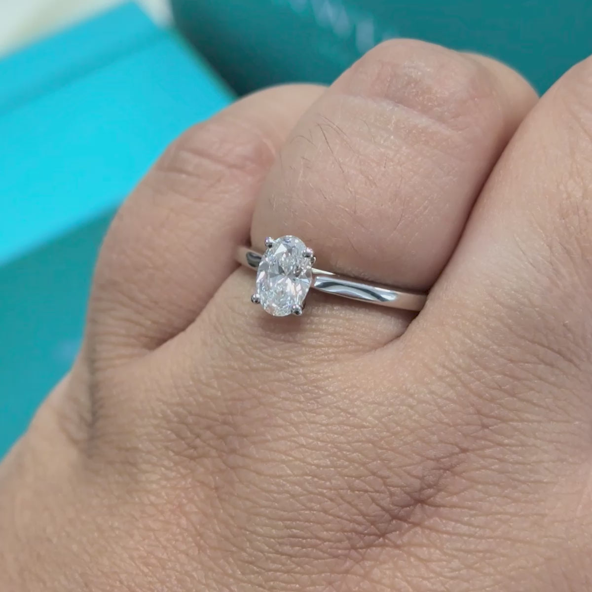 Laboratory Grown Oval Diamond Solitaire Engagement Ring in 9ct White Gold, 0.70ct