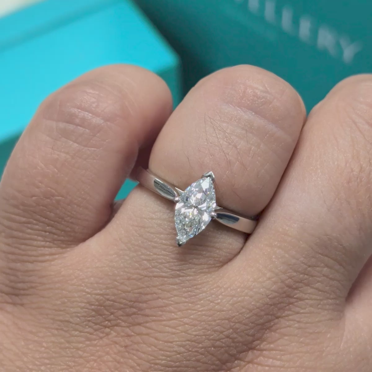Laboratory Grown Marquise Cut Diamond Solitaire Engagement Ring in Platinum, 1.01ct