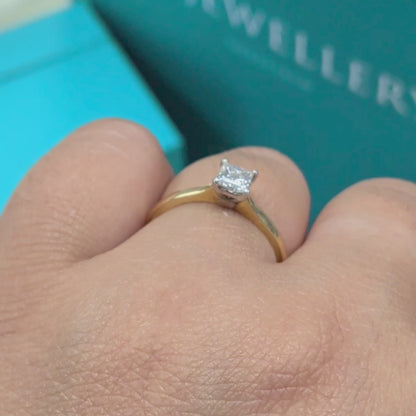 Princess Cut Diamond Solitaire Engagement Ring in 18ct Yellow Gold, 0.43ct