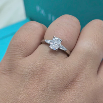 Three Stone Laboratory Grown Diamond Engagement Ring in Platinum, 1.28ct