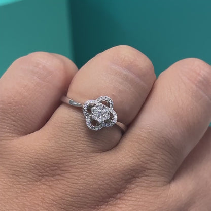 Diamond floral cluster ring in 18ct white gold, 0.22ct