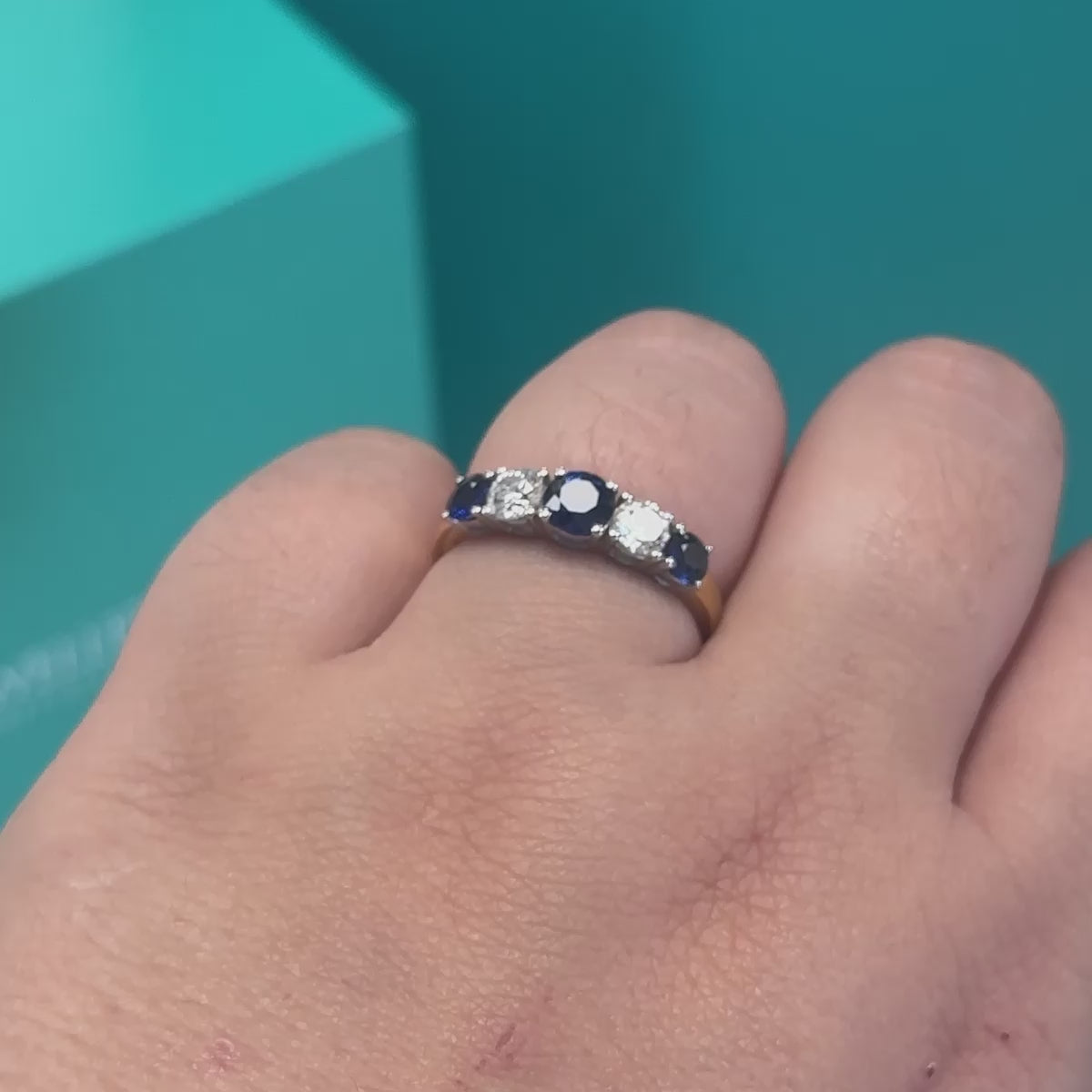 Sapphire and Diamond Five Stone Ring in 18ct Gold