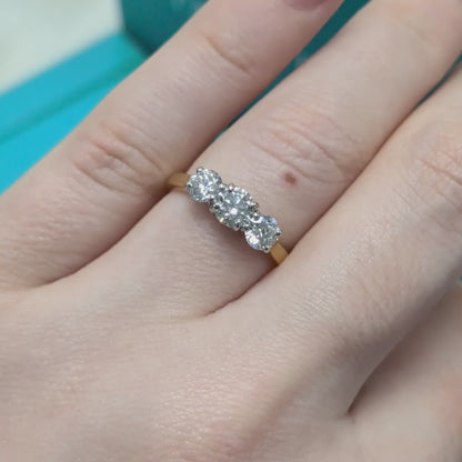 Laboratory Grown Diamond Three Stone Engagement Ring in 18ct Yellow Gold &amp; Platinum, 1.02ct