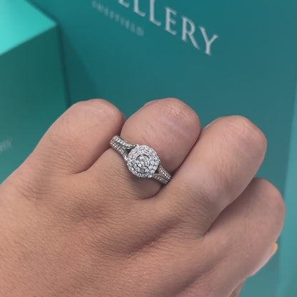 Diamond cluster ring in 9ct white gold, 0.50ct