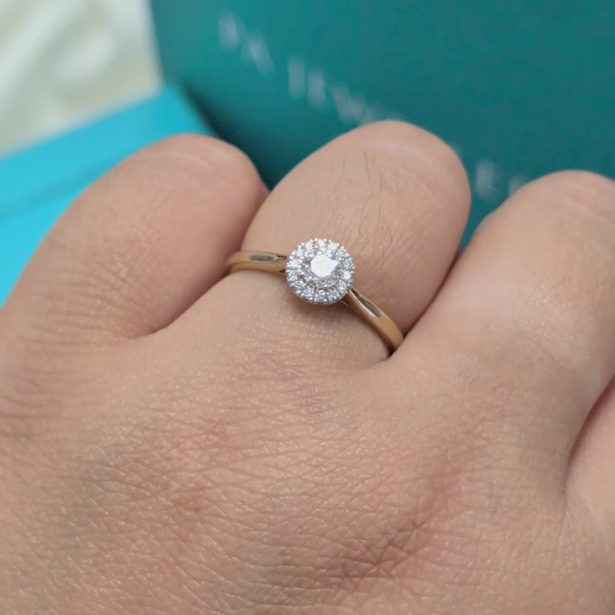 Diamond Halo Cluster Engagement Ring in 9ct Yellow Gold, 0.30ct