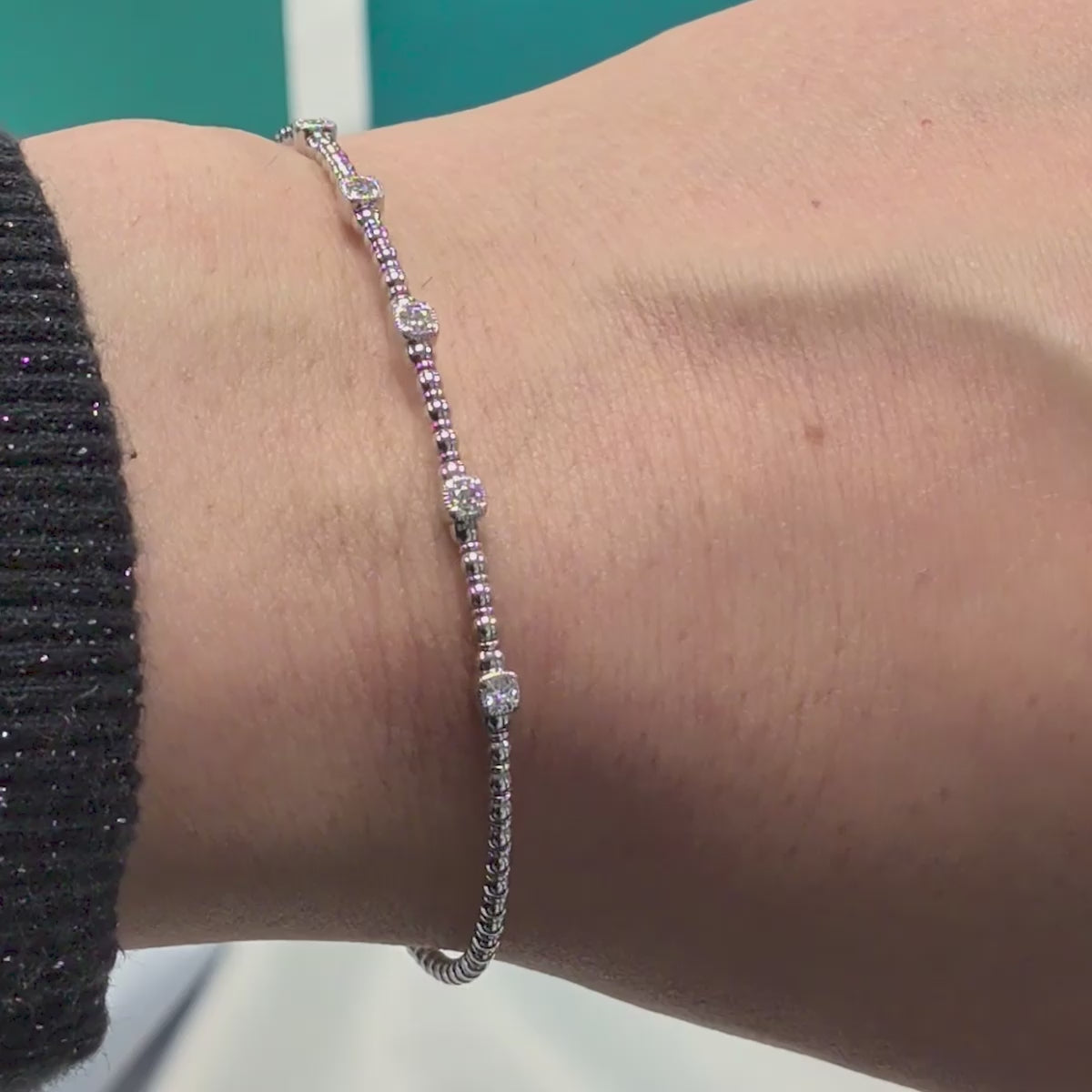 Diamond Set Bangle in 14ct White Gold, 0.17ct