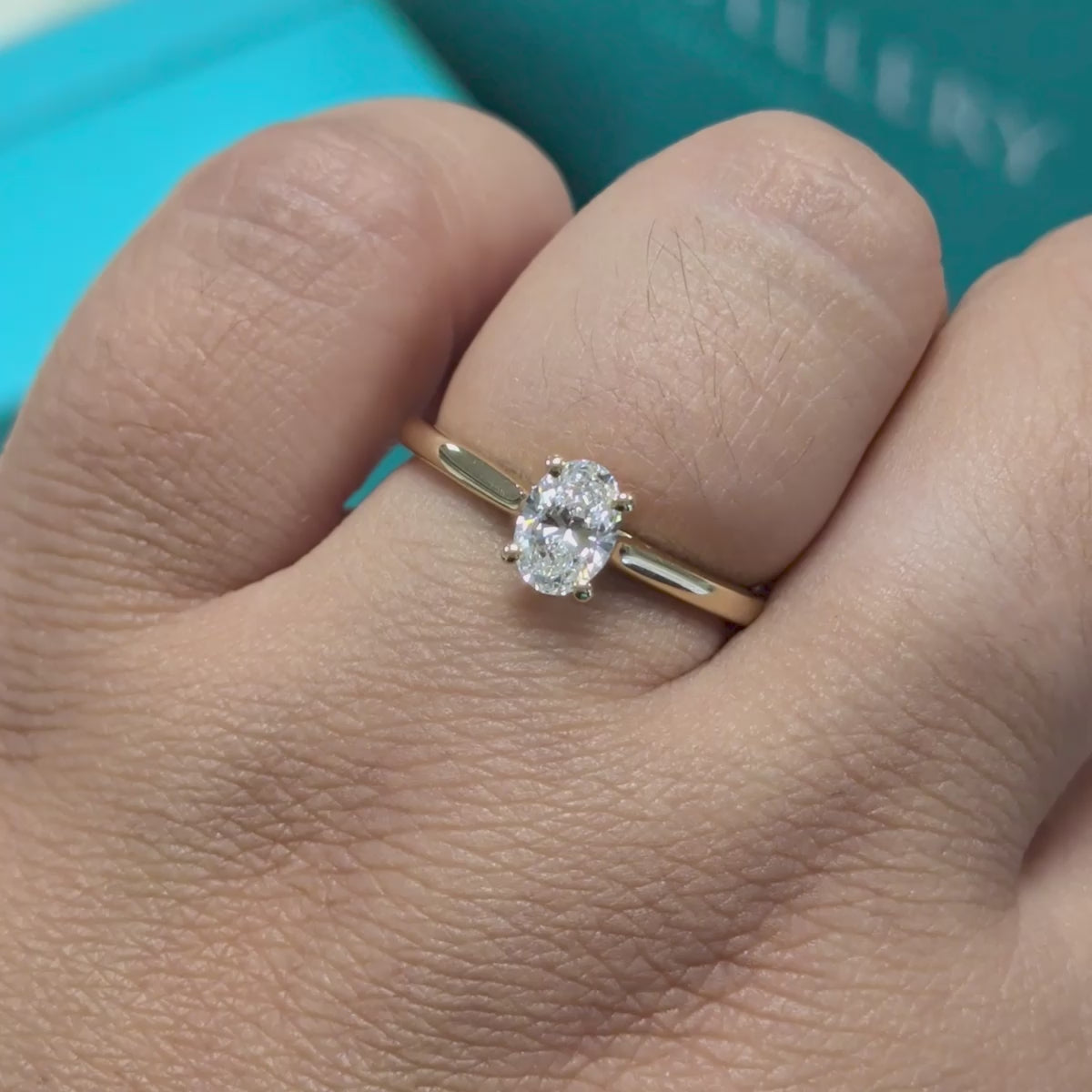 Laboratory Grown Oval Cut Diamond Solitaire Engagement Ring in 9ct Yellow Gold, 0.51ct