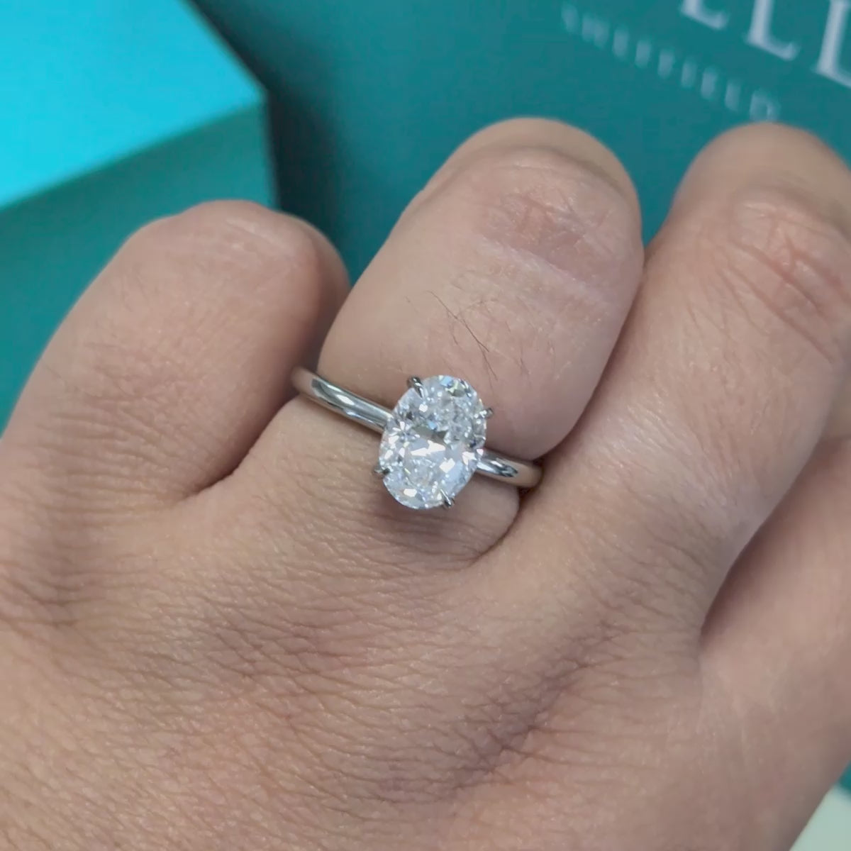 Laboratory Grown Oval Diamond Solitaire Ring in Platinum, 1.73ct