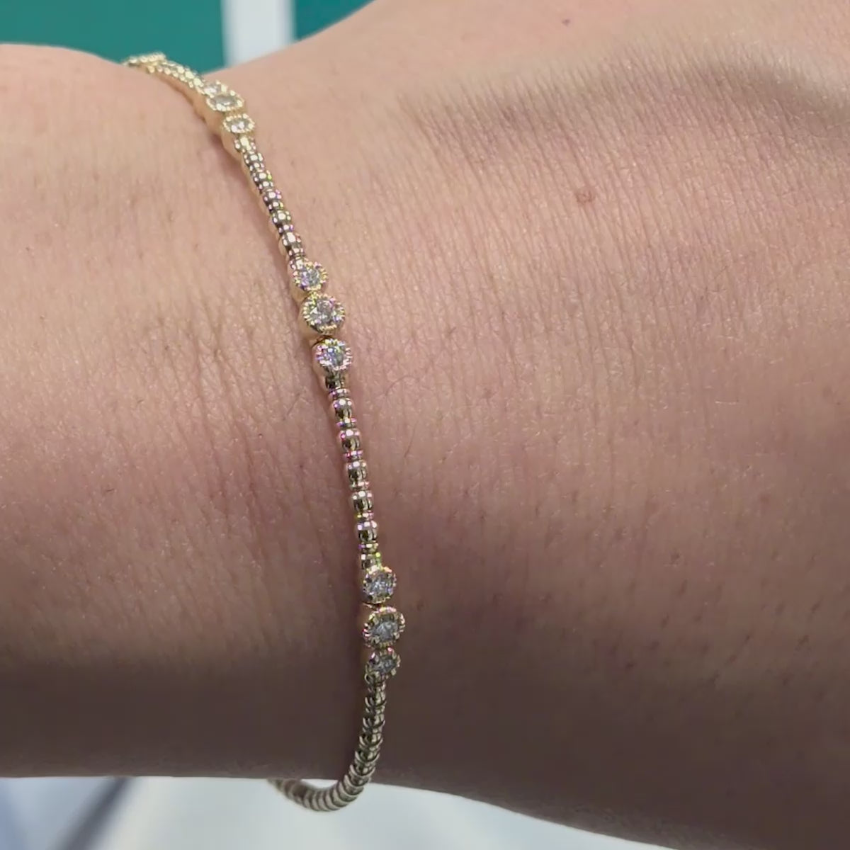 Diamond Set Bangle in 14ct Gold, 0.31ct