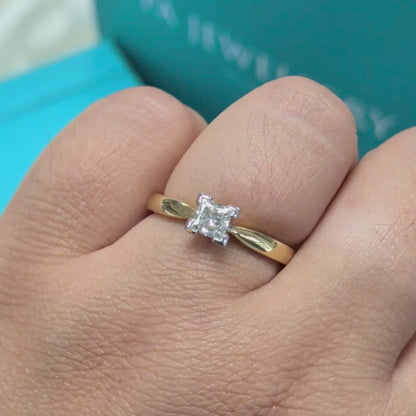 Princess Cut Diamond Solitaire Engagement Ring in 18ct Yellow Gold,  0.50ct