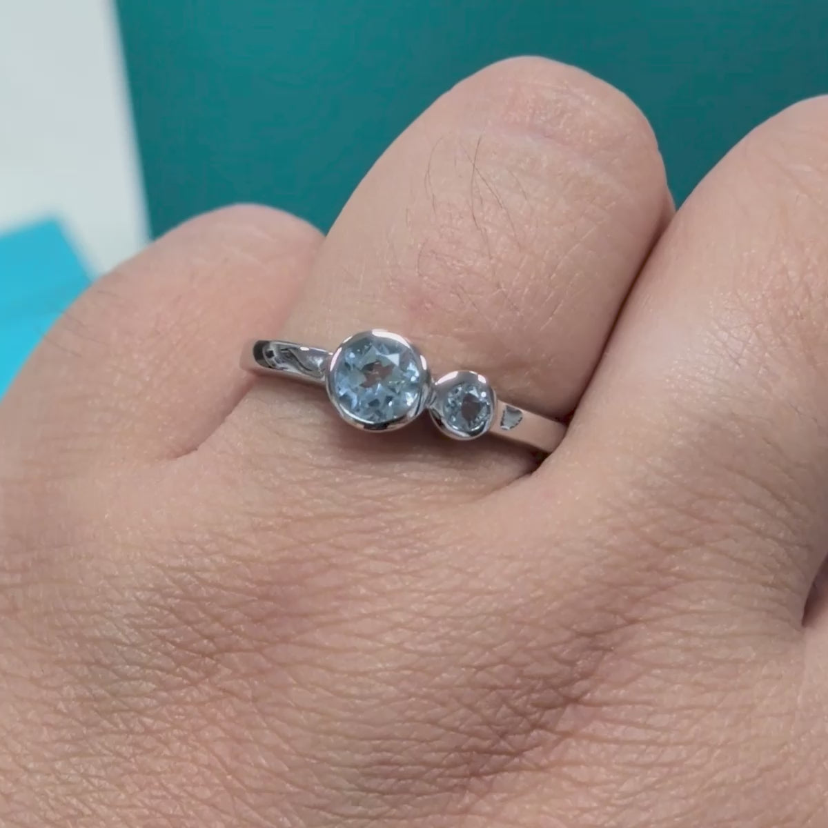 Two Stone Blue Topaz Dress Ring in Silver