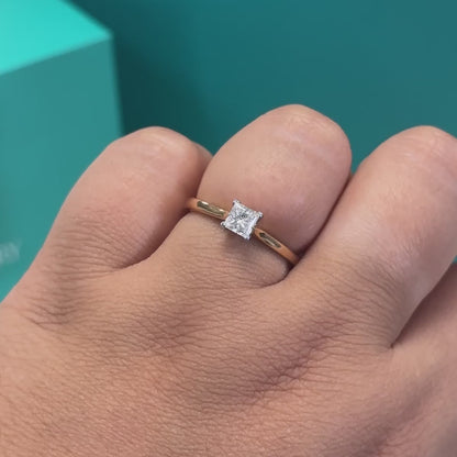 Princess Cut Diamond Solitaire Ring in 18ct Rose Gold, 0.37ct