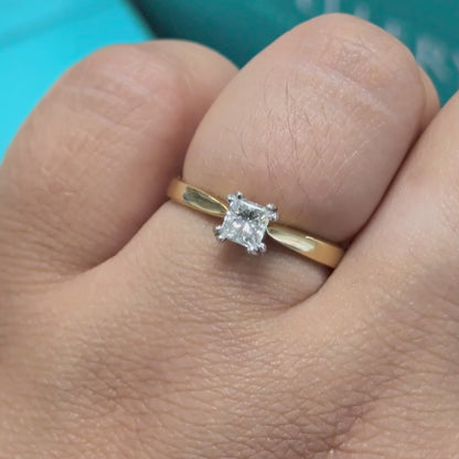 Princess Cut Diamond Solitaire Engagement Ring in 18ct Yellow Gold, 0.40ct