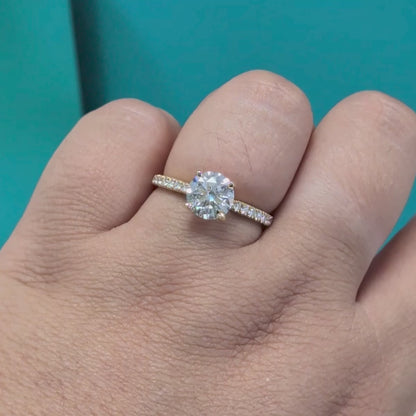 Diamond Solitaire Engagement Ring with Diamond Set Shoulders in 18ct Gold, 1.50ct