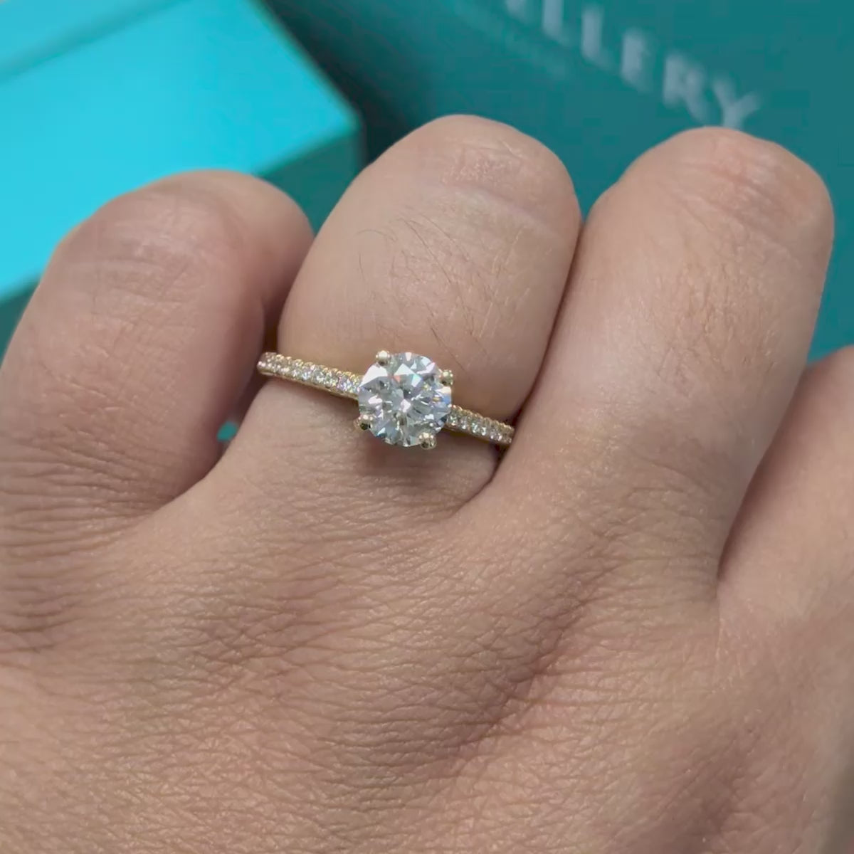Laboratory Grown Diamond Engagement Ring with Diamond Set Shoulders in 18ct Yellow Gold, 1.15ct