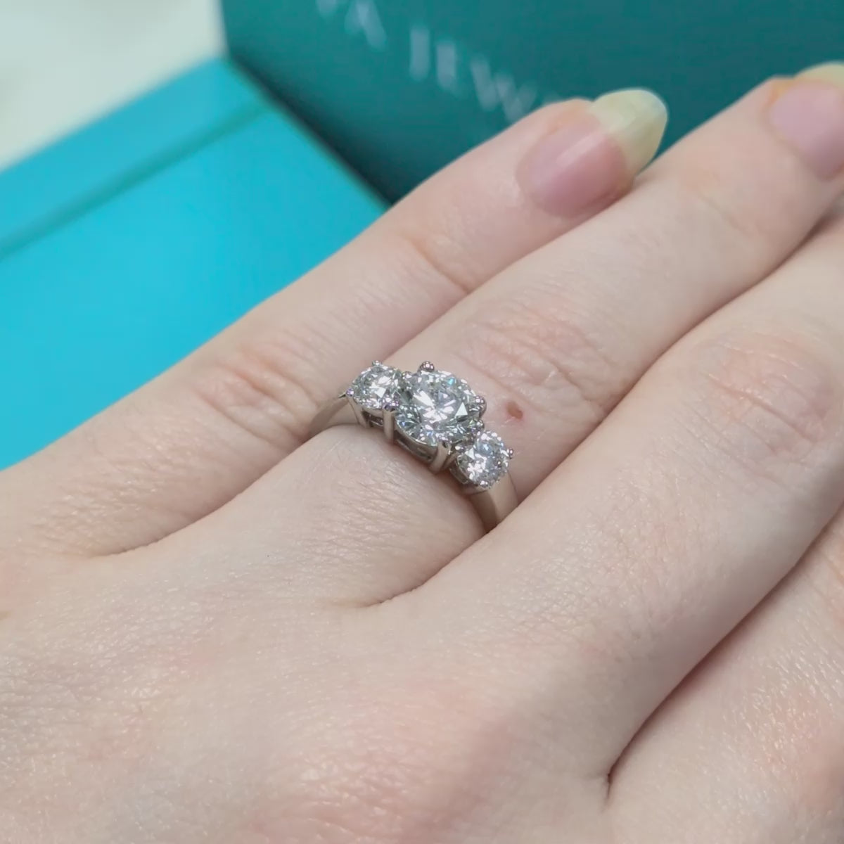 Laboratory Grown Diamond Three Stone Engagement Ring in Platinum, 1.61ct