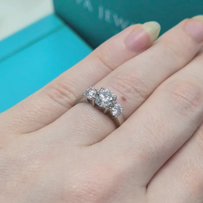Laboratory Grown Diamond Three Stone Engagement Ring in Platinum, 1.61ct
