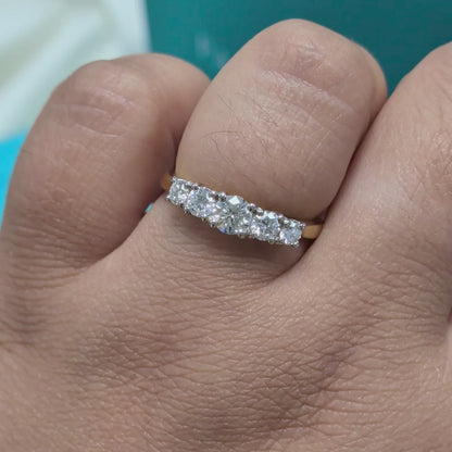 Five Stone Diamond Engagement Ring in 18ct Yellow Gold and Platinum, 0.75ct