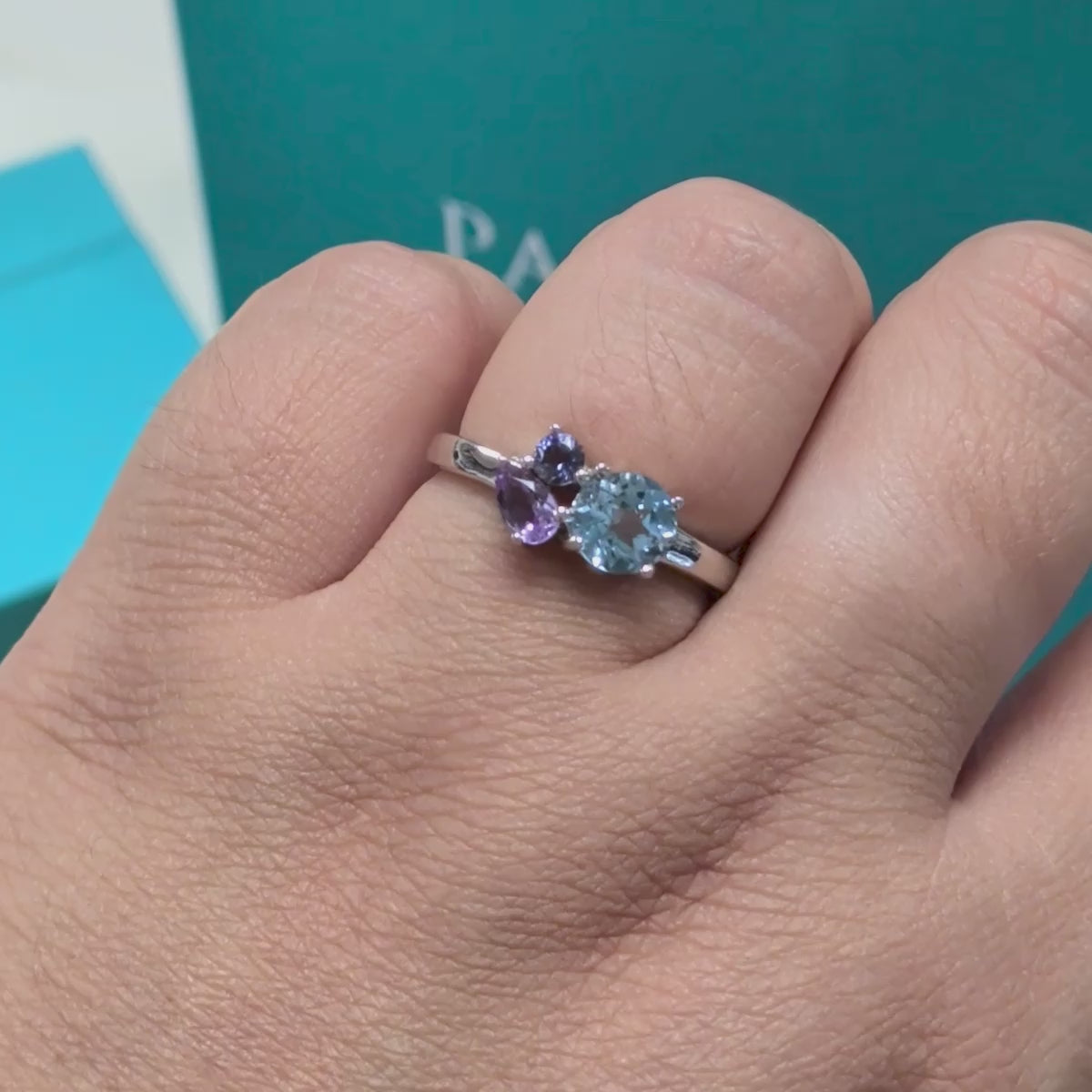 Blue Topaz, Amethyst &amp; Iolite Multi-Stone Dress Ring in Silver
