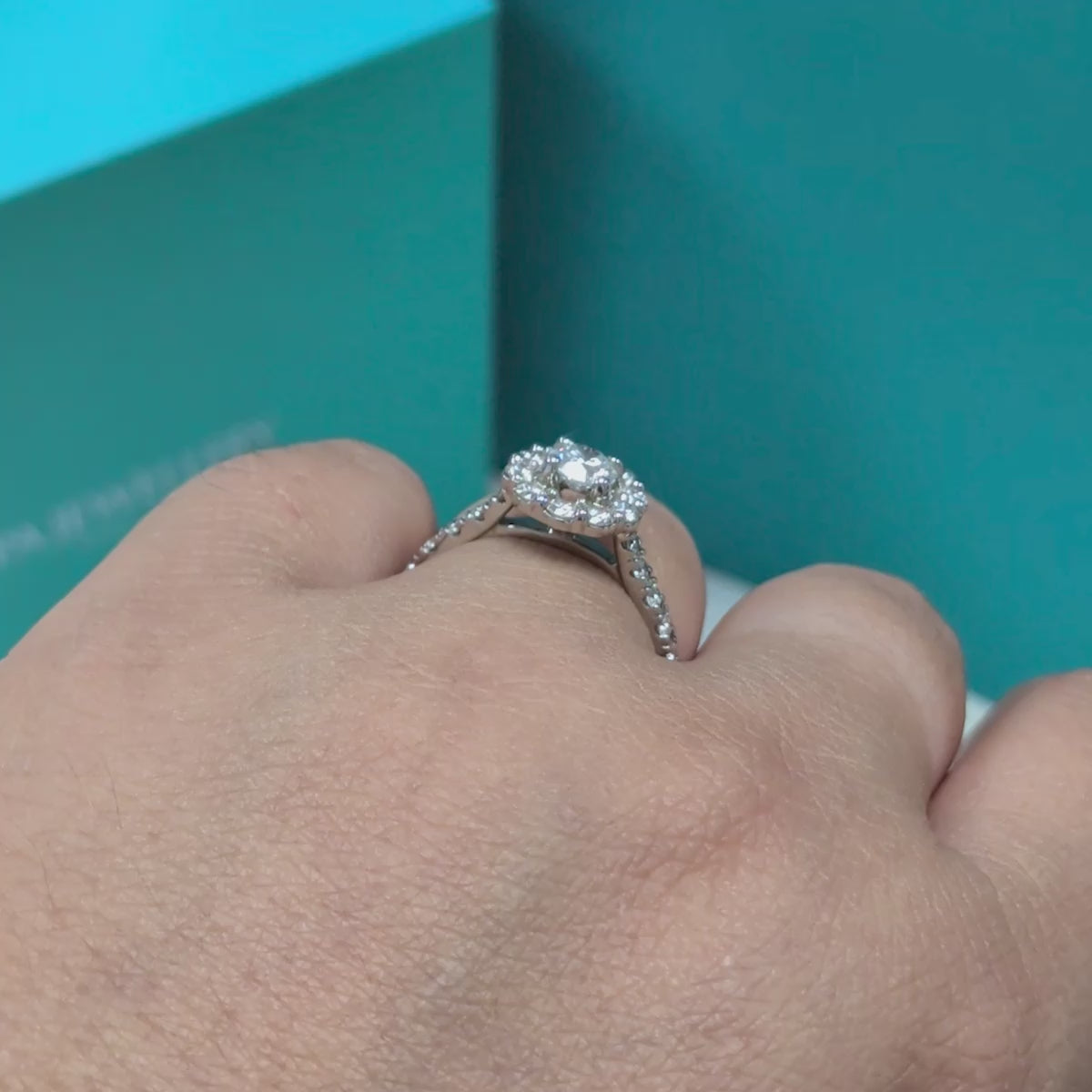 Diamond Cluster Engagement Ring in Platinum, 1.15ct