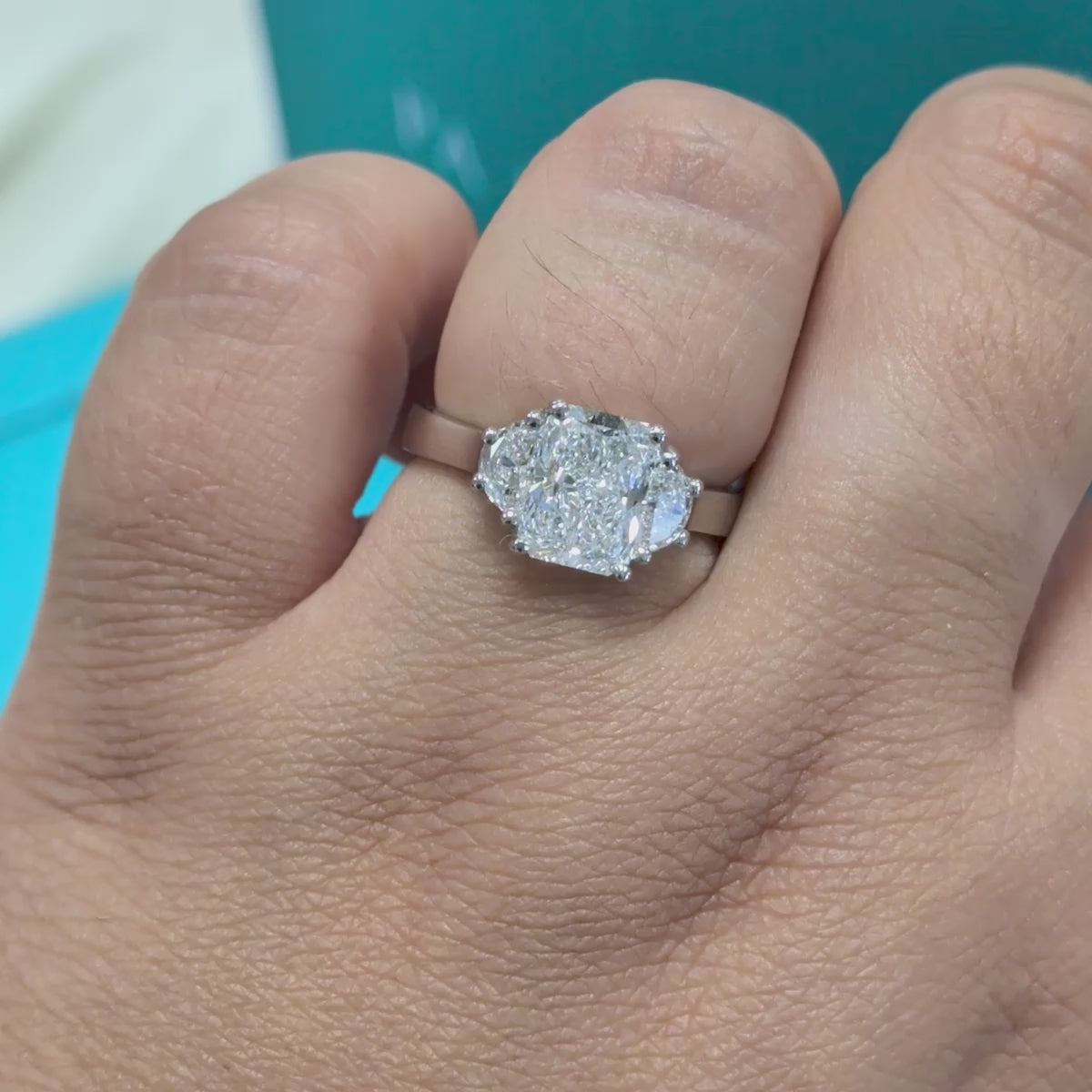 Laboratory Grown Diamond Three Stone Engagement Ring in Platinum, 2.39ct