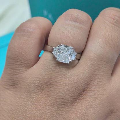 Laboratory Grown Diamond Three Stone Engagement Ring in Platinum, 2.39ct