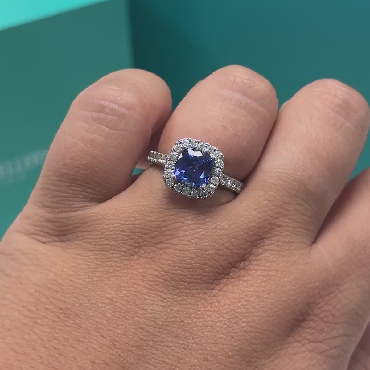 Tanzanite &amp; Diamond Cushion Shape &