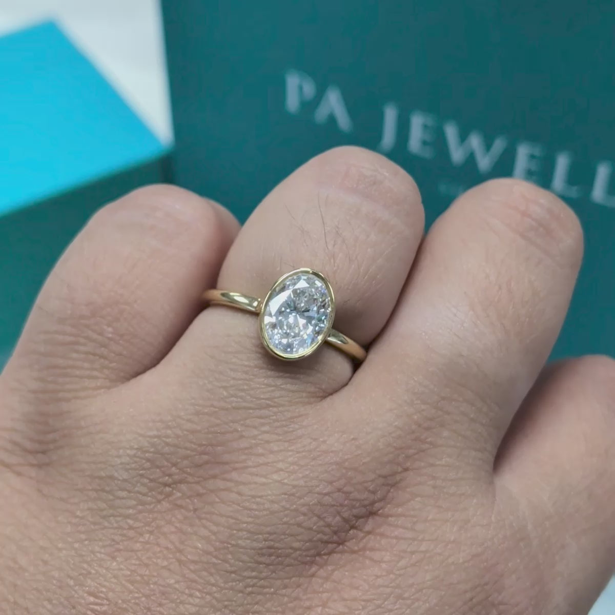 Laboratory Grown Oval Diamond Solitaire Engagement Ring in 18ct Yellow Gold, 1.52ct