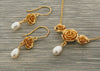 Vintage Rose necklace with freshwater pearl drop in silver with 18ct vermeil