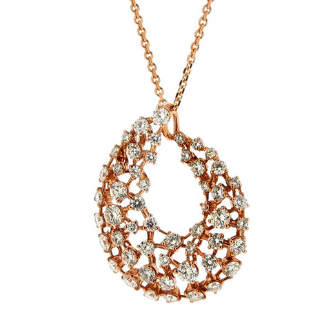 Neckwear - Diamond spray pendant and chain in 18ct rose gold, 2.95ct  - PA Jewellery