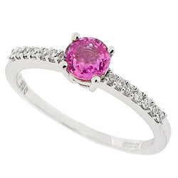 Pink sapphire and diamond ring in 18ct white gold