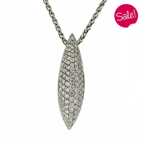 Neckwear - Diamond pendant and chain in 18ct white gold, 1.23ct  - PA Jewellery