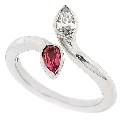 Pink tourmaline and diamond dress ring in 9ct white gold