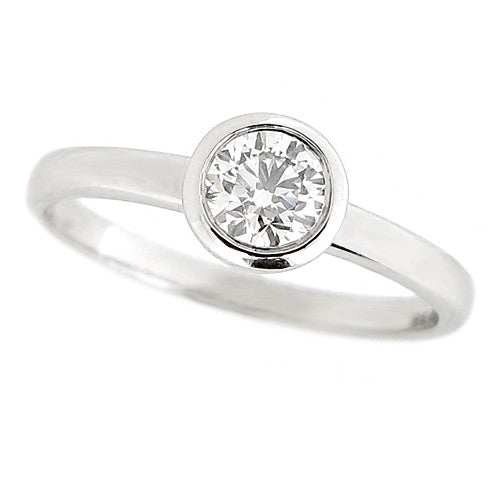 Ring - Rubover set diamond solitaire ring in 18ct white gold, 0.46ct  - PA Jewellery