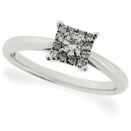 Ring - Diamond square cluster ring in 9ct white gold, 0.19ct  - PA Jewellery